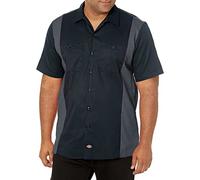 Dickies Men's Two Tone Work Regular Fit Short Sleeve Casual Shirt, Black (Black/Charcoal), X-Large
