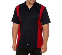 Dickies Men's Two Tone Work Casual Shirt, Black (Black/English Red), Medium