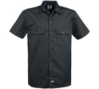 Dickies Men's Work Shirt Short Sleeved Workwear, Black, XL