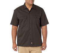 Dickies Men's Work Shirt Short Sleeved Workwear (Dark Brown), Large