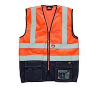 Dickies SA22021 ORNXL Size X-Large Hi Vis Waistcoat - Orange/Navy Blue