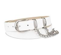 Dickies Women’s Leather Casual Belt, White Chain, Medium
