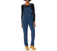Dickies Women's Denim Double Front Bib Overalls, Dark Stone Wash, XL