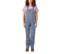 Dickies Women's Double Front Bib Overalls, Light Stonewashed Denim, S