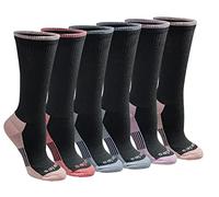 Cherokee Women's Dri-tech Essential Moisture Control Crew Socks, Available in S-XL (6, 12, Black with Bluish (6 Pairs), M (Pack of 12)