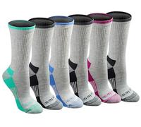 Dickies Women's Dri-tech Essential Moisture Control Crew Socks, Available in S-XL (6, 12, Grey Assorted (6 Pairs), L (Pack of 6)