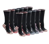 Dickies Women's Dri-tech Essential Moisture Control Crew Socks, Available in S-XL (6, 12 Pairs), Black With Bluish (12 Pairs), M