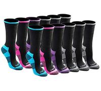 Dickies Women's Dri-tech Essential Moisture Control Crew Socks, Available in S-XL (6, Black Bright (12 Pairs), M (Pack of 24)