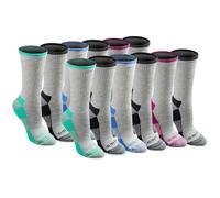 Dickies Women's Dri-Tech Essential Moisture Control Crew Socks Available in S-XL (6 Grey Assorted (12 Pairs) Small