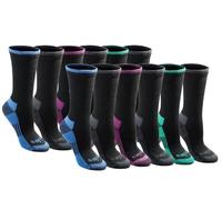 Dickies Women's Dri-tech Essential Moisture Control Crew Socks, Available in S-XL (6, Black Assorted (12 Pairs), M (Pack of 12)