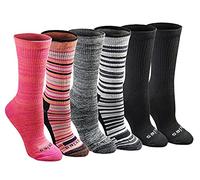 Dickies Women's Dri-tech Fashion Moisture Control Crew Socks, Available in S-XL (5, 6, 12 Casual, Stripe (6 Pairs), M (Pack of 6)