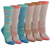 Dickies Women's Dri-tech Fashion Moisture Control Crew Socks, Available in S-XL (5, 6, 12, Max Cushion Blue Coral Assorted (6 Pairs), M