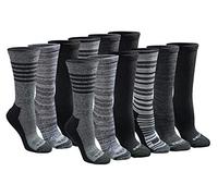 Dickies Women's Dri-tech Fashion Moisture Control Crew Socks, Available in S-XL (5, 6, Black Stripe (12 Pairs), M (Pack of 24)