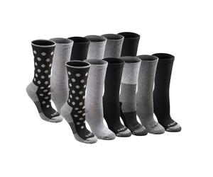 Dickies Women's Dri-Tech Moisture Control Crew Socks Multipack Black Dotted (12 Pairs) Shoe Size: 6-9