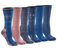 Dickies Women's Dri-tech Moisture Control Crew Socks Multipack, Denim Tribal (6 Pairs), Shoe Size: 5-7