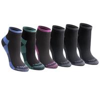 Dickies Women's Dri-Tech Moisture Wicking Quarter Socks, Multipack, Black Assorted (6 Pairs), M