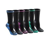 Dickies Women's Dritech Advanced Moisture Wicking Crew Sock (6/12 Packs), Black Assorted (6 Pair), Shoe Size: 10-13
