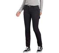 Dickies, Women's, DUCK CARPENTER PANT SLIM STRAIGHT, RINSED BLACK, 29