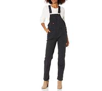 Dickies Women's Duck Double Front Bib Overalls, Rinsed Black, XXL