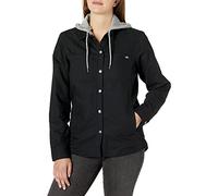 Dickies Women's Duck Hooded Shirt Jacket, Black, XS