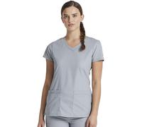Dickies Women's EDS Signature V-Neck Top with Multiple Patch Pockets Medical Scrubs Shirt, Grey, Small