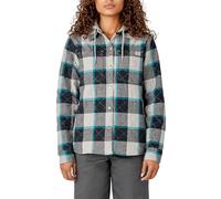 Dickies Women’s Flannel Hooded Shirt Jacket, Grey, 2X