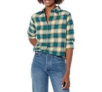 Dickies Women’s Long Sleeve Flannel Shirt, Ombre Khaki Green Plaid, XS