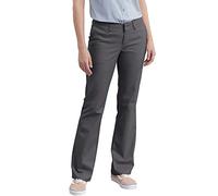 Dickies Women's Flat Front Stretch Twill Pant Slim Fit Bootcut Khakis, Charcoal, 18