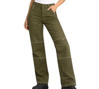 Dickies Womens High Waisted Double Knee Work Pants, Runs Small, Military Green, 8