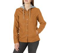 Dickies Women's Hooded Shirt Jacket, Brown Duck, L