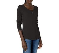Dickies Women's Long-Sleeve 3-Button Henley Shirt, Black, Small