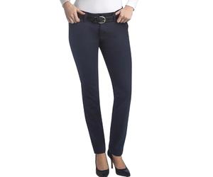 Dickies Women's Mid-Rise, Skinny Stretch Twill Pant, Rinsed Dark Nav, 12 | Straight Through the Hip and Thigh with a Straight Leg. Fits Close to the Body - Size Up For Best Comfort
