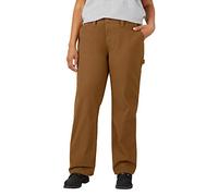 Dickies Women's Plus Size Relaxed Straight Carpenter Pant, Rinsed Brown Duck, 16