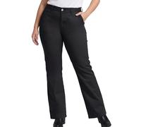 Dickies Womens Plus Size Work Pants - Mid Rise Slim Fit Bootcut Leg Business Workwear and Casual Trousers Pants for Women, Rinsed Black, 16