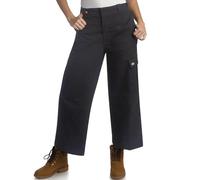 Dickies Womens Wide Leg Cargo Pants - Regular Fit High Waisted Cropped Length Casual Pants for Women Fashion Utility Workwear, Stonewashed Black, 8
