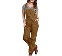 Dickies Women's Relaxed Bib Overall, Rinsed Brown Duck, XXL