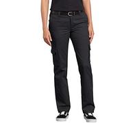 Dickies Women's Relaxed Fit Stretch Cargo Straight Leg Pant Work Utility, Black V1, 6