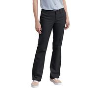 Dickies Women's Slim Fit Boot Cut Leg Twill Pant-Petite/Tall Khakis, Black V1, 14