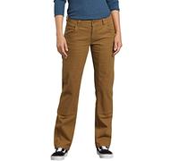 Dickies Women's Stretch Double Front Carpenter Pant Work Utility, Rinsed Brown Duck, 2