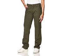 Dickies Women's Stretch Duck Double Front Carpenter Pant Work Utility, Washed Moss Green, 10
