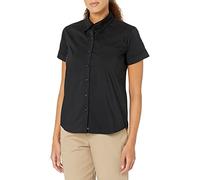 Dickies Women's Stretch Poplin Button-Up Short Sleeve Shirt Work Utility, Black, Large