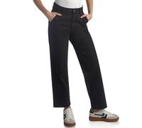 Dickies Womens Duck Canvas Pants - High Waisted Wide Leg Cotton Brushed Casual Lifestyle Office Work Pants for Women, Stonewashed Black, 14