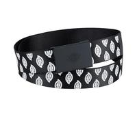 Dickies Women's Tonal Plaque Buckle Fabric Belt, Black Logo, Large