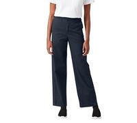 Dickies Womens Women's High Rise Wide Leg Twill Pants, Rinsed Dark Navy, 26