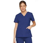 Dickies womens86806Eds Signature Mock Wrap Top with Multiple Instrument Loop Short Sleeve Medical Scrubs Shirt - Blue - X-Small