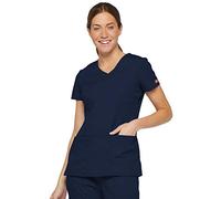 Dickies womensMultiple Patch PocketsEds Signature V-Neck Top with Multiple Patch Pockets Short Sleeves Medical Scrubs Shirt - Blue - Small
