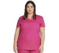 Dickies womensMultiple Patch PocketsEds Signature V-Neck Top with Multiple Patch Pockets Short Sleeves Medical Scrubs Shirt - Pink - X-Large