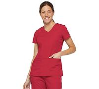 Dickies womensMultiple Patch PocketsEds Signature V-Neck Top with Multiple Patch Pockets Short Sleeves Medical Scrubs Shirt - Red - XX-Small