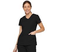 Dickies womensMultiple Patch PocketsEds Signature V-Neck Top with Multiple Patch Pockets Short Sleeves Medical Scrubs Shirt - Black - Medium