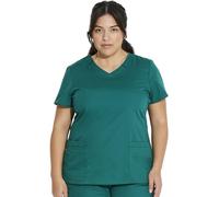 Dickies womensMultiple Patch PocketsEds Signature V-Neck Top with Multiple Patch Pockets Short Sleeves Medical Scrubs Shirt - Green - XX-Small